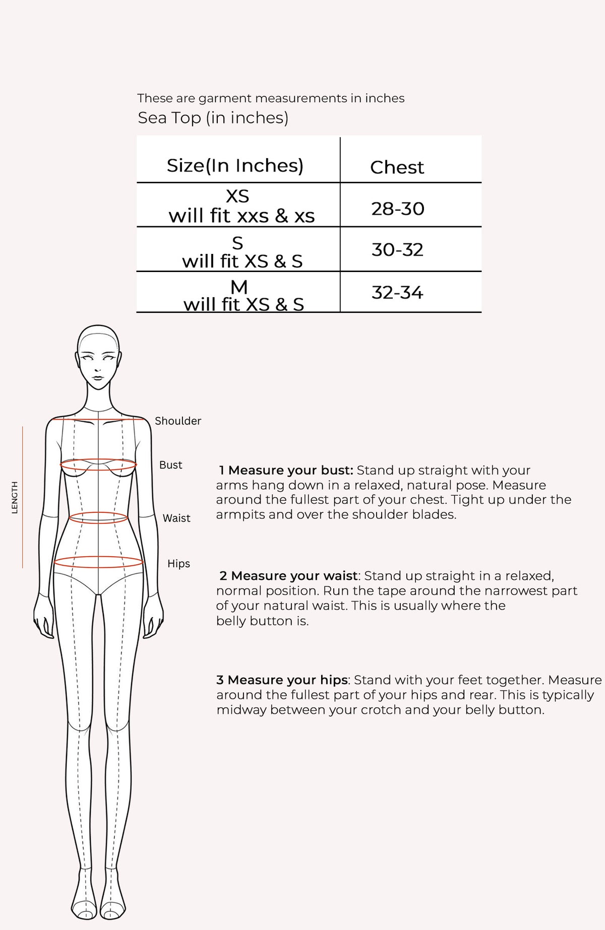 Sea Top Size Chart
