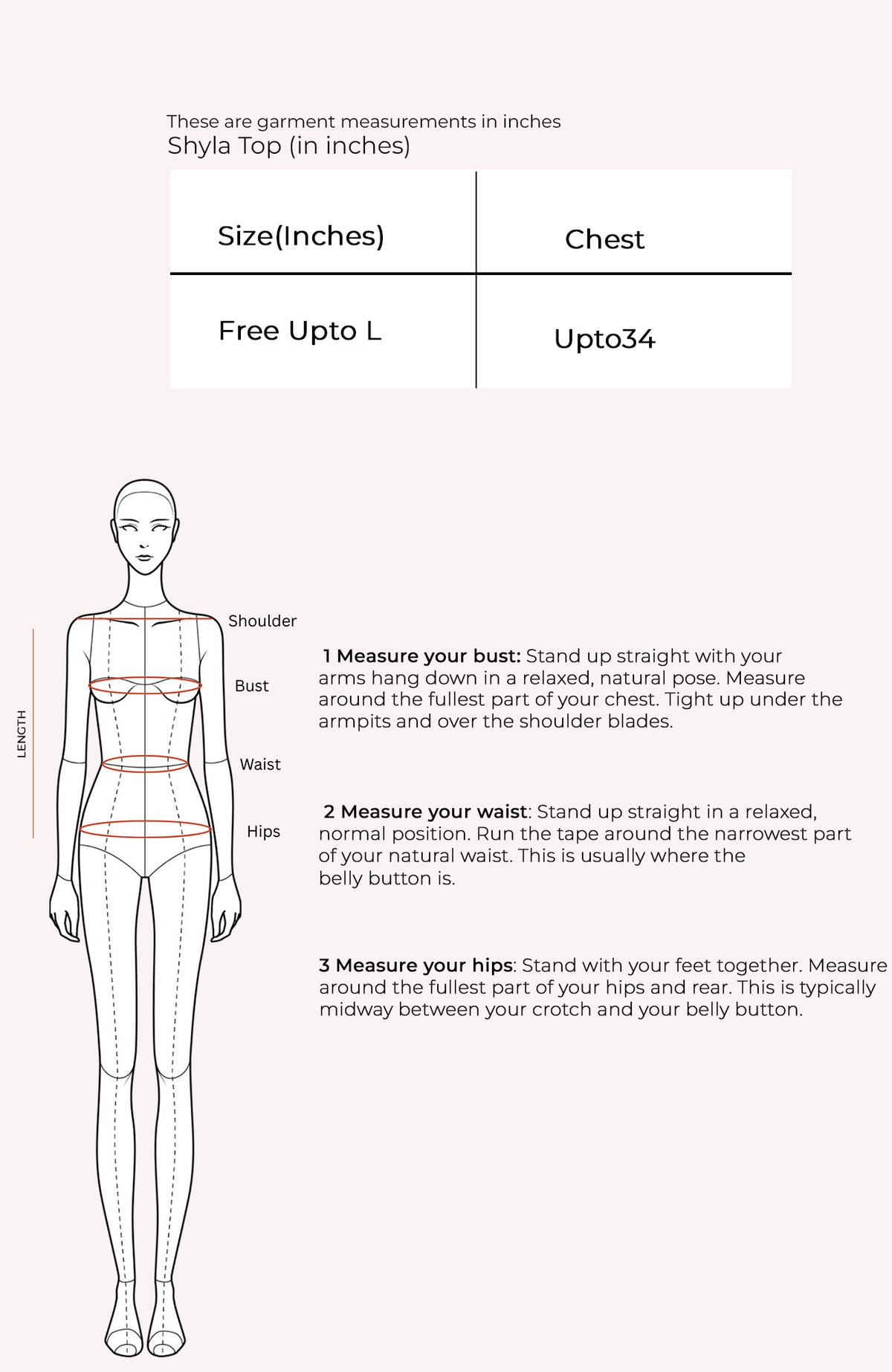 Shyla Top Size Chart
