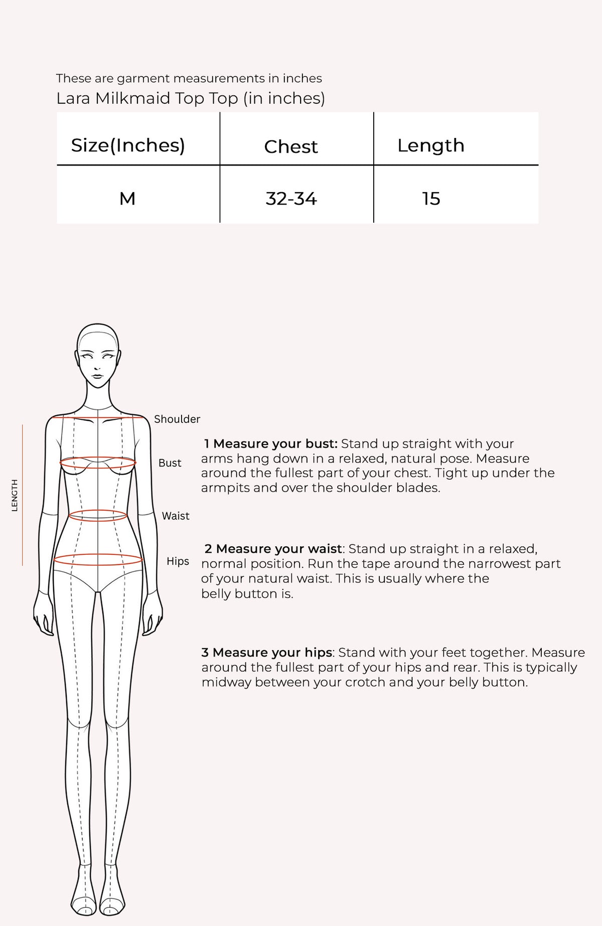 Lara Milkmaid Top Size Chart