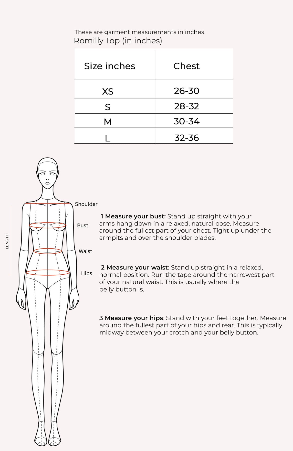 Romilly Top Size Chart