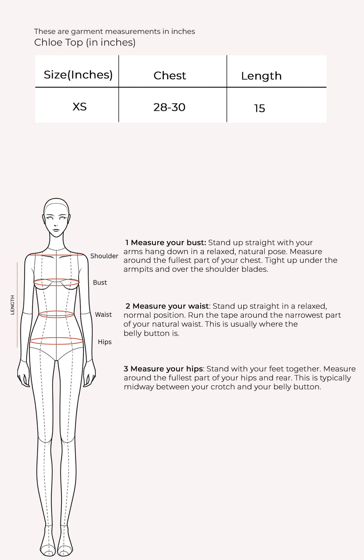 Chloe Top Size Chart