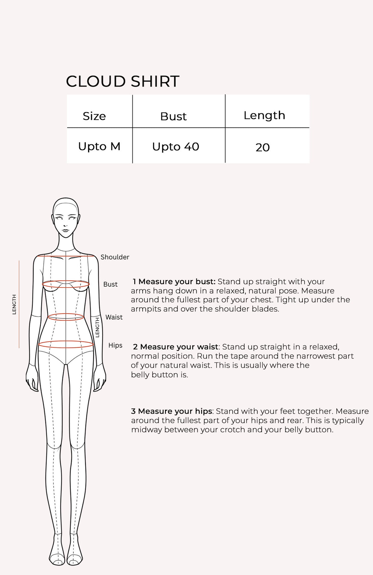 Cloud Shirt Size Chart