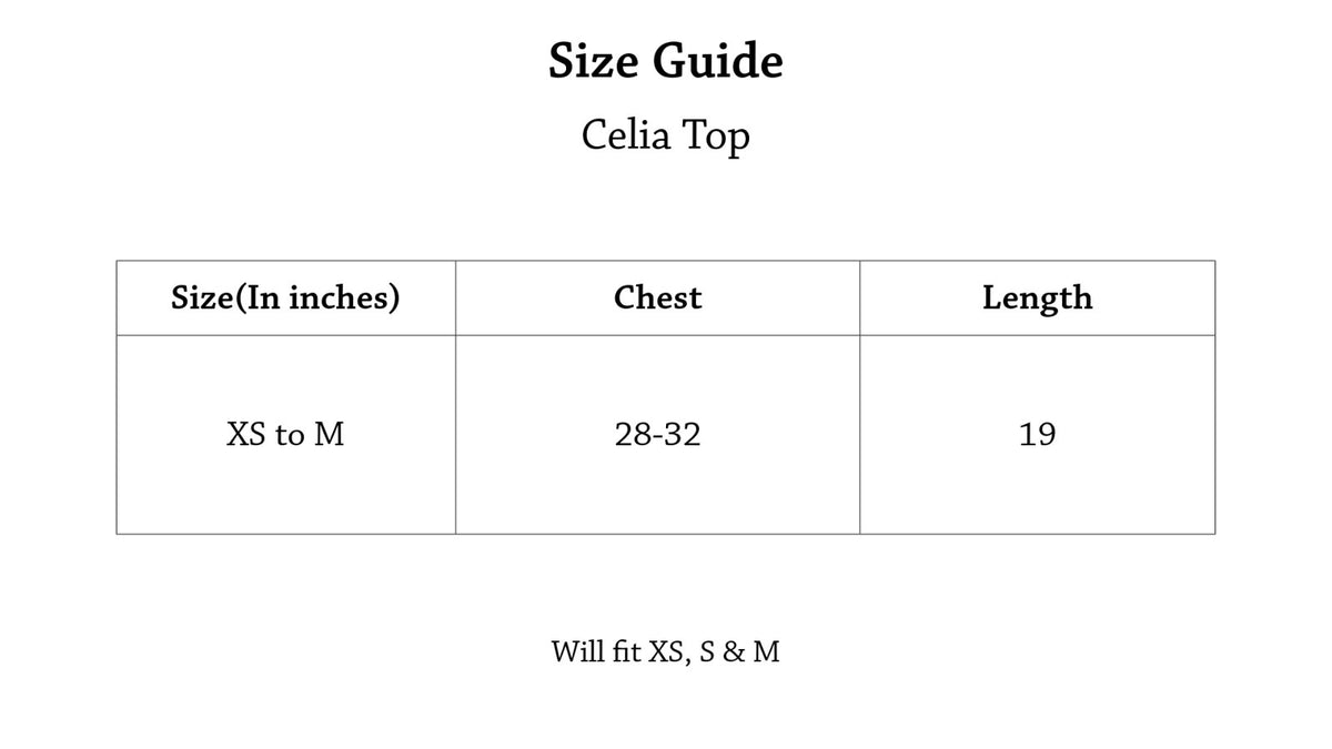CELIA TOP Size Chart