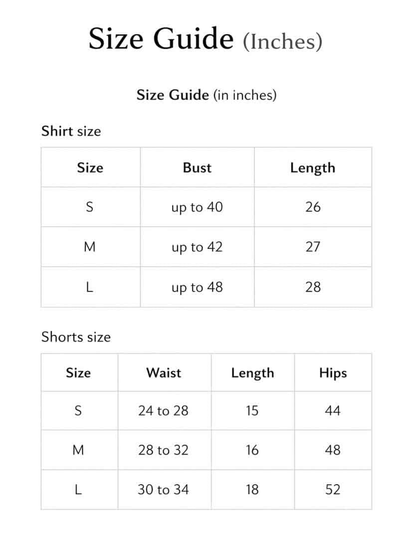 Orange Set Size Chart