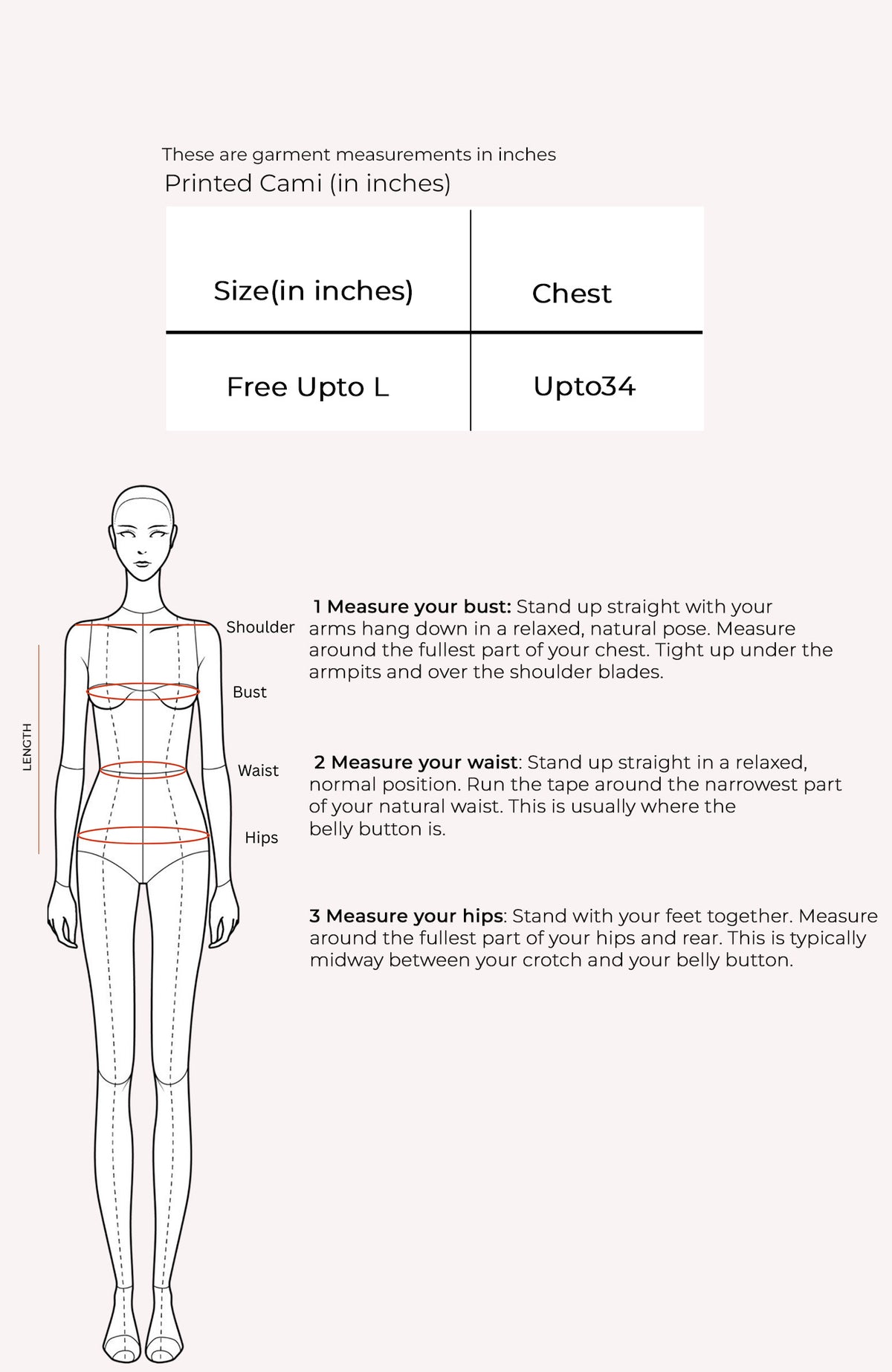 Printed Cami Size Chart