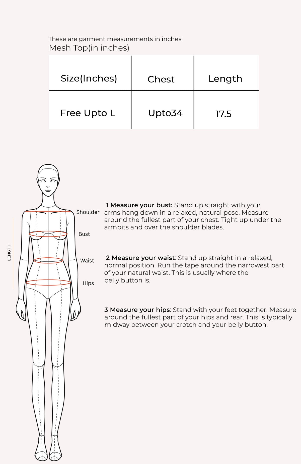 Mesh Top Size Chart