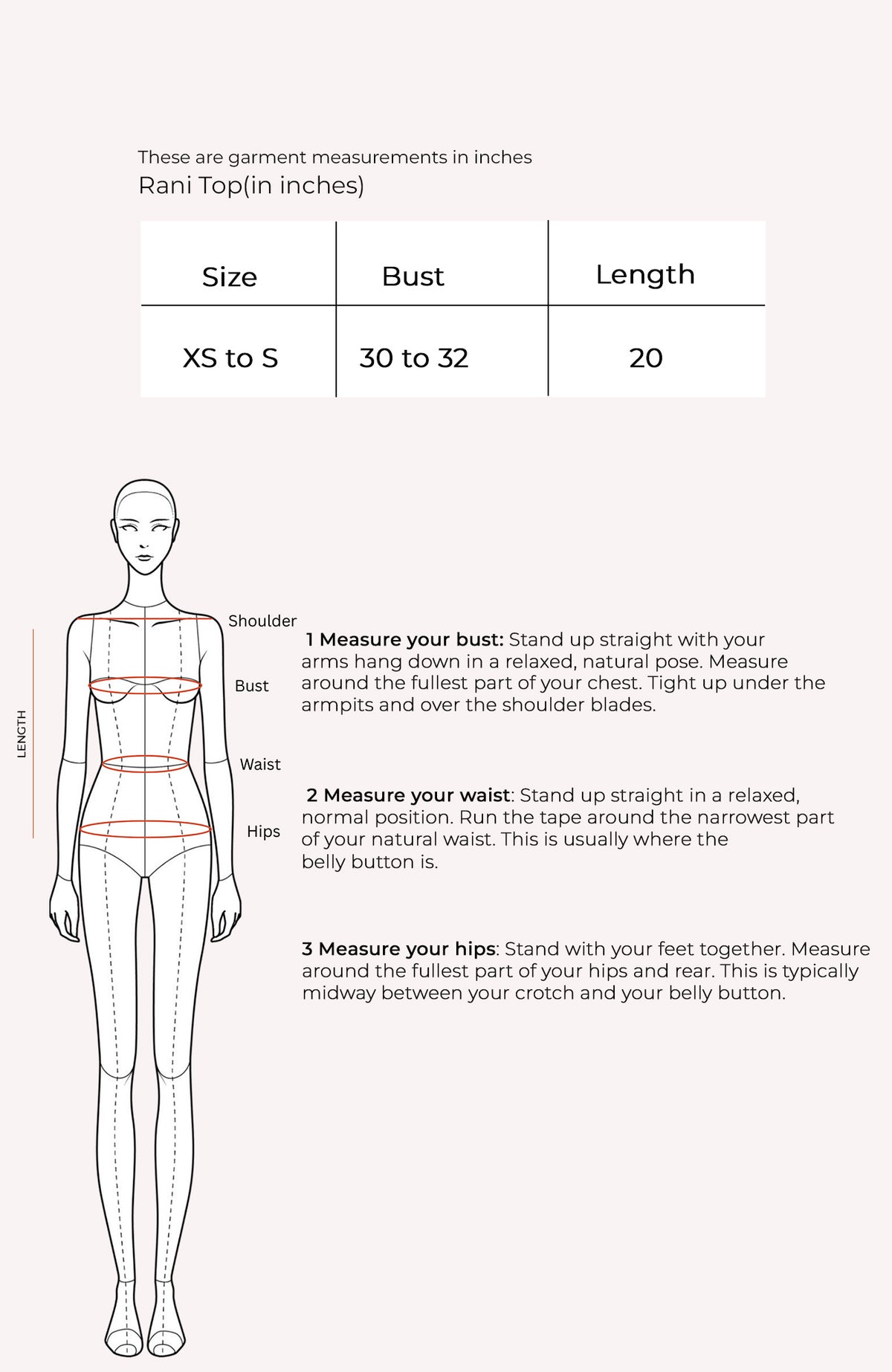 Rani Top Size Chart