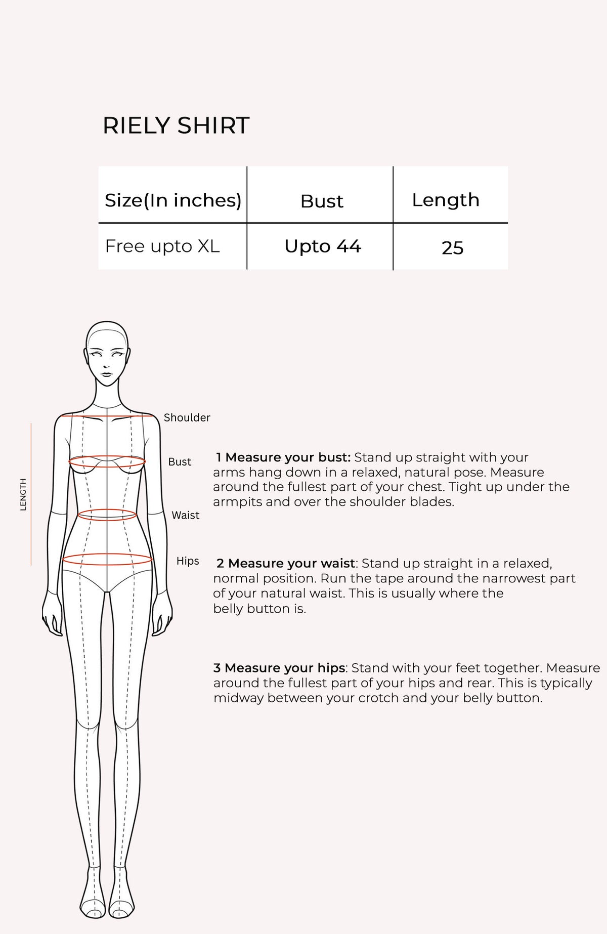 Riely Shirt Size Chart