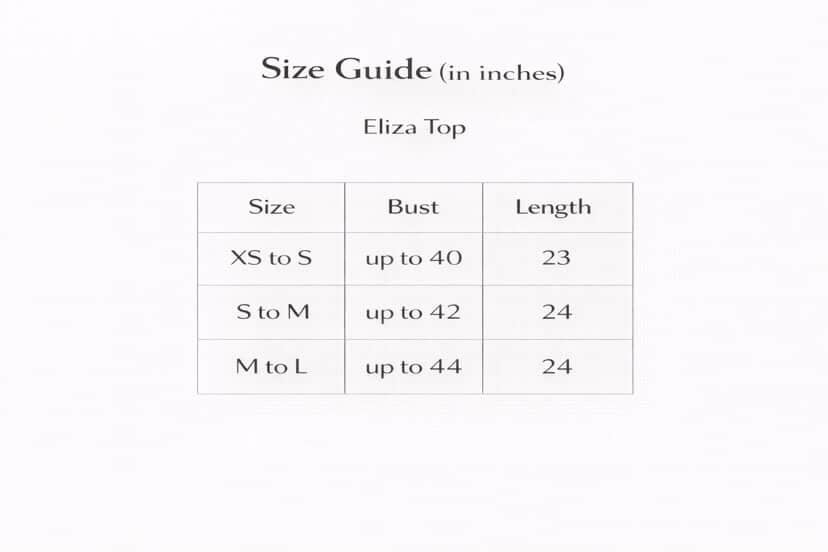 Eliza Top Size Chart