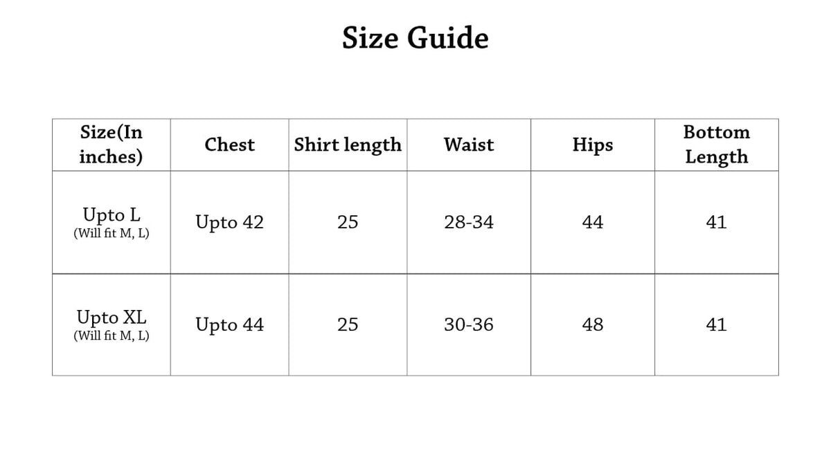 Candy Cane Nightsuit Size Chart