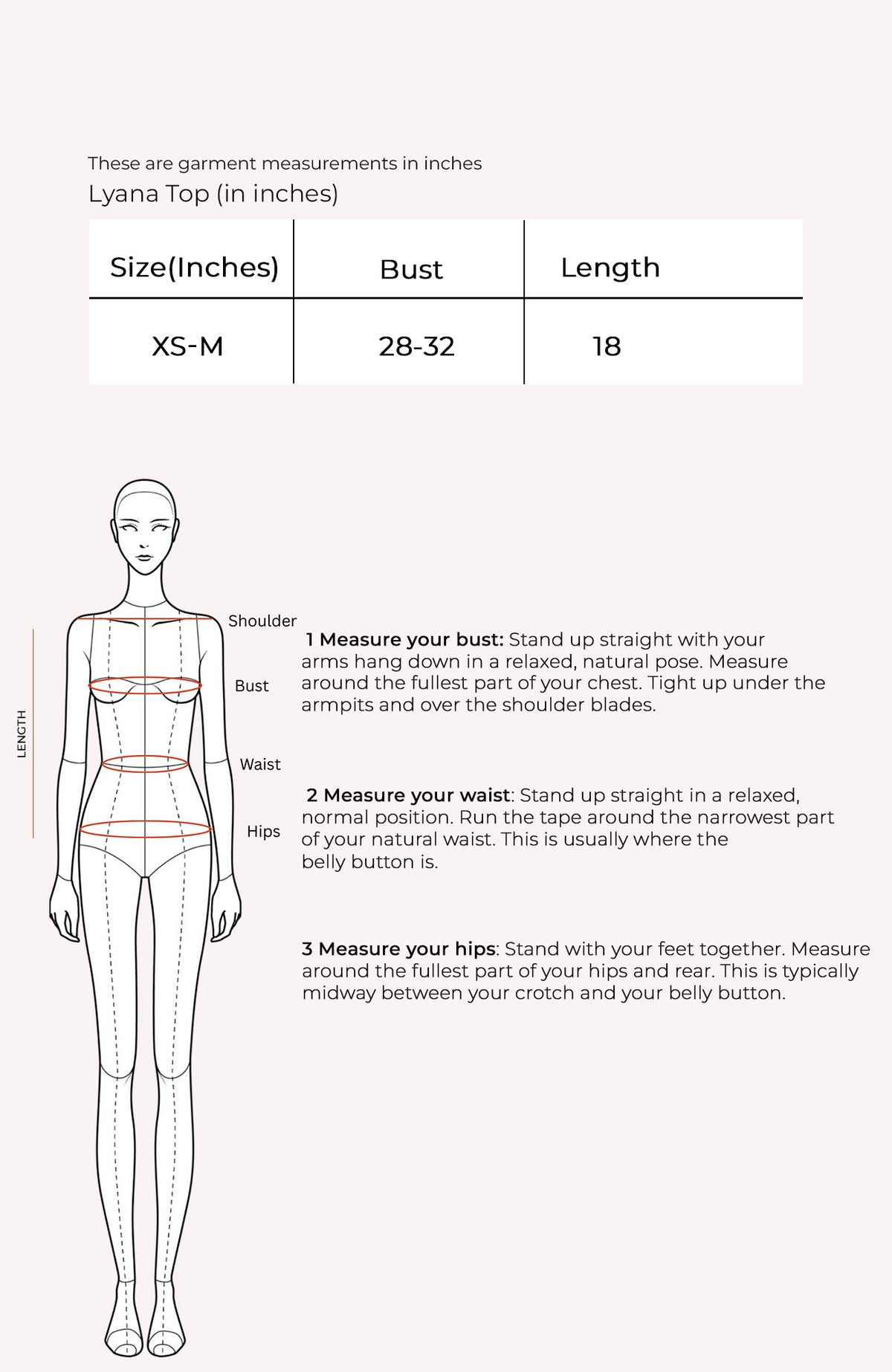 Lyana Top Size Chart