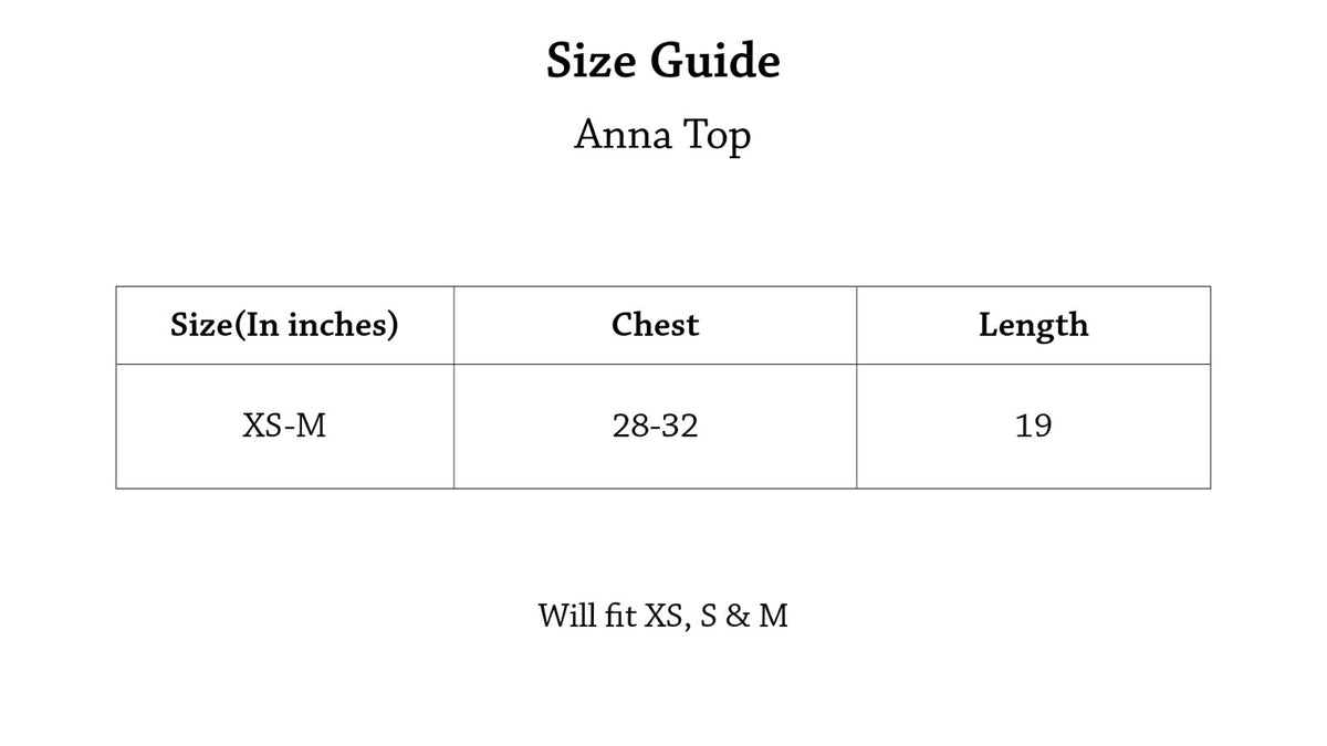 Ana Top Size Chart