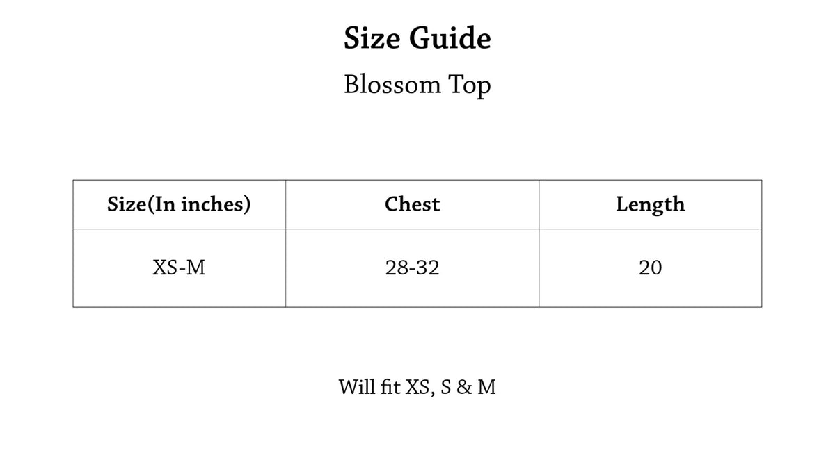 Blossom Top Size Chart