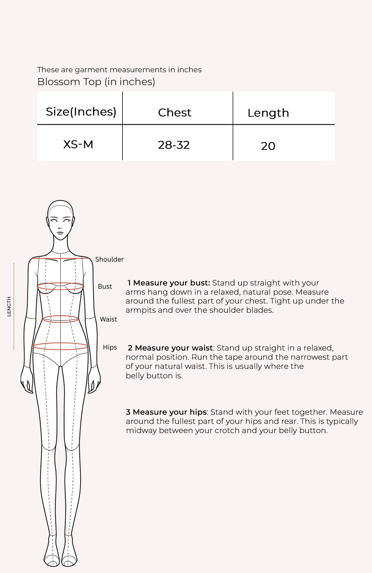 Blossom Top Size Chart