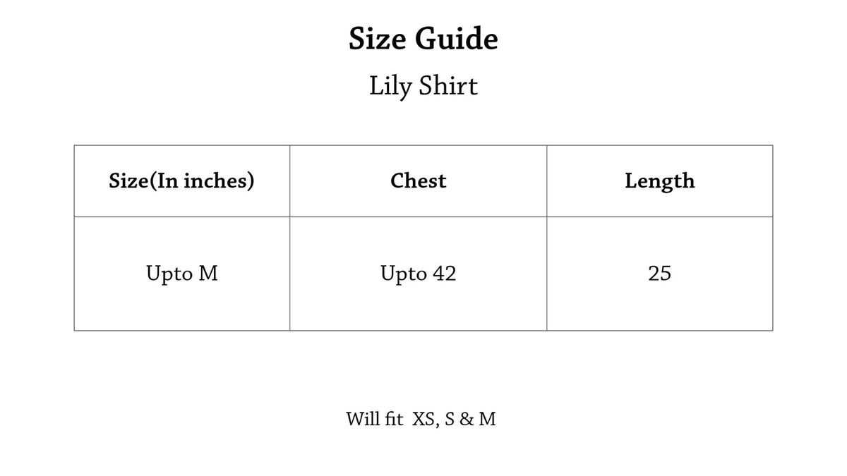 Lily Shirt Size Chart