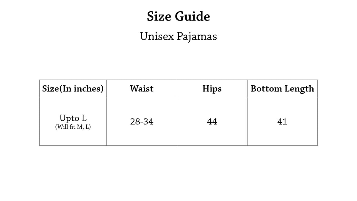 Autumn Pants Size Chart