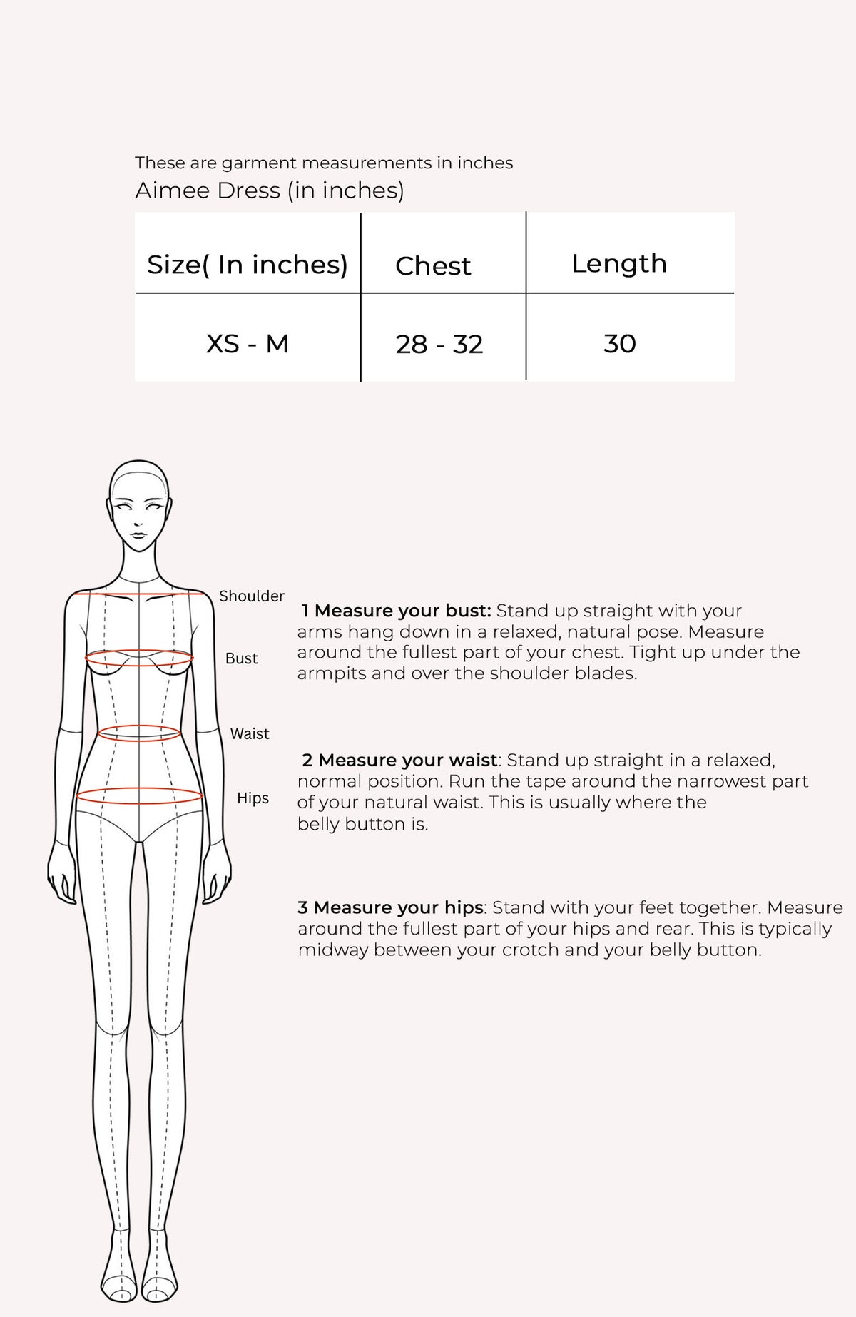 Aimee Dress Size Chart