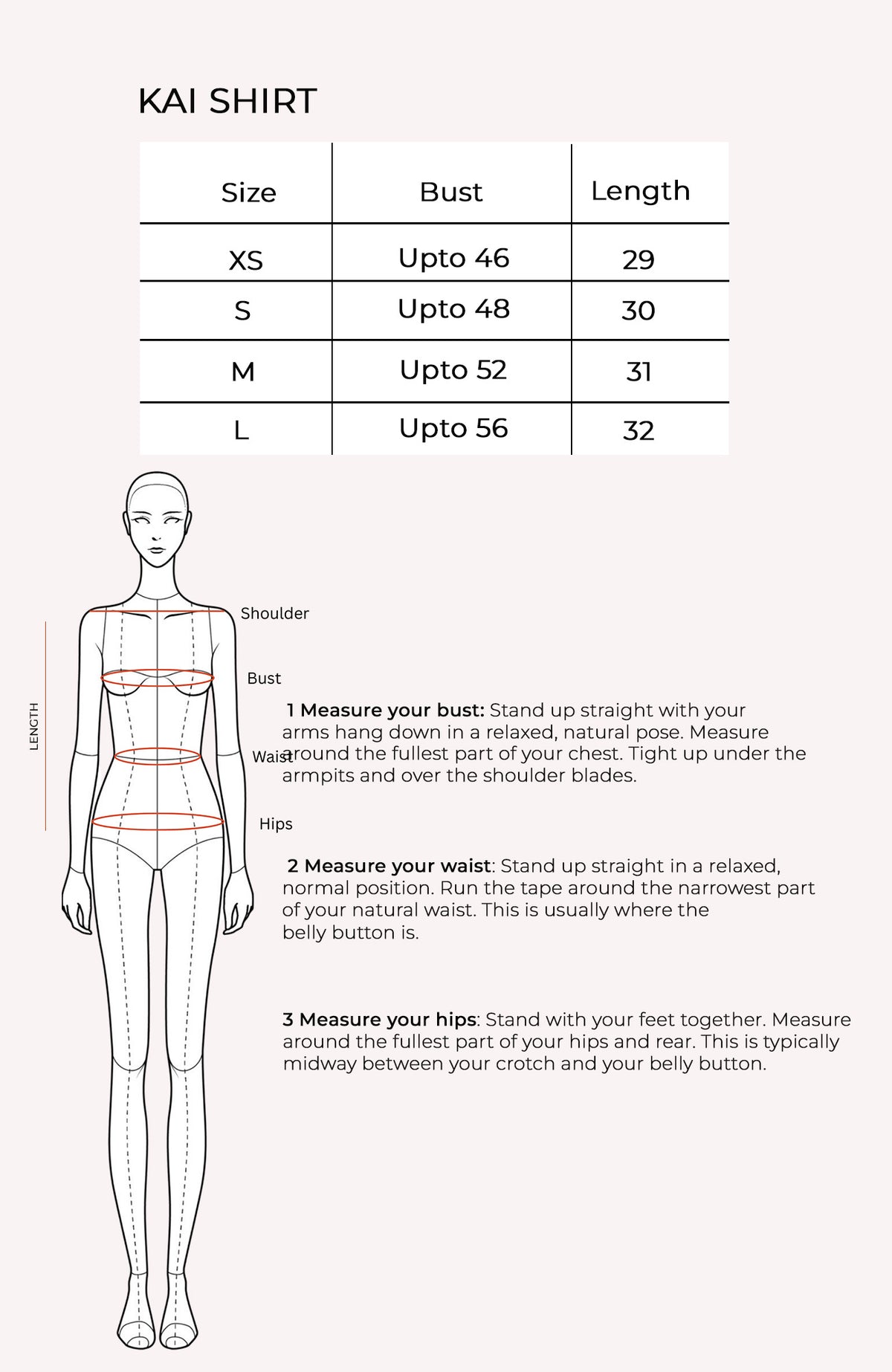 Kai Shirt Size Chart