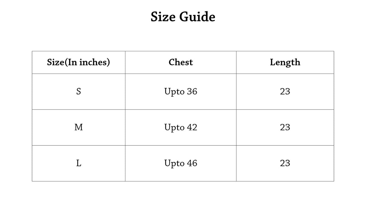 Yulu Sweater Size Chart