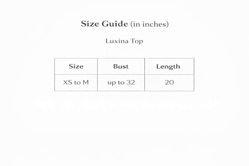 Luxina Top Size Chart