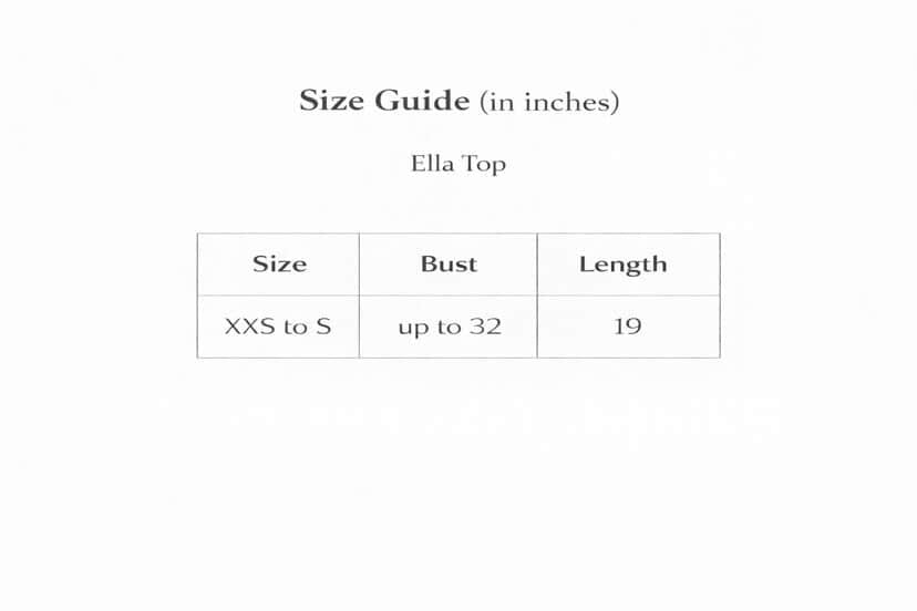 Ella Top Size Chart