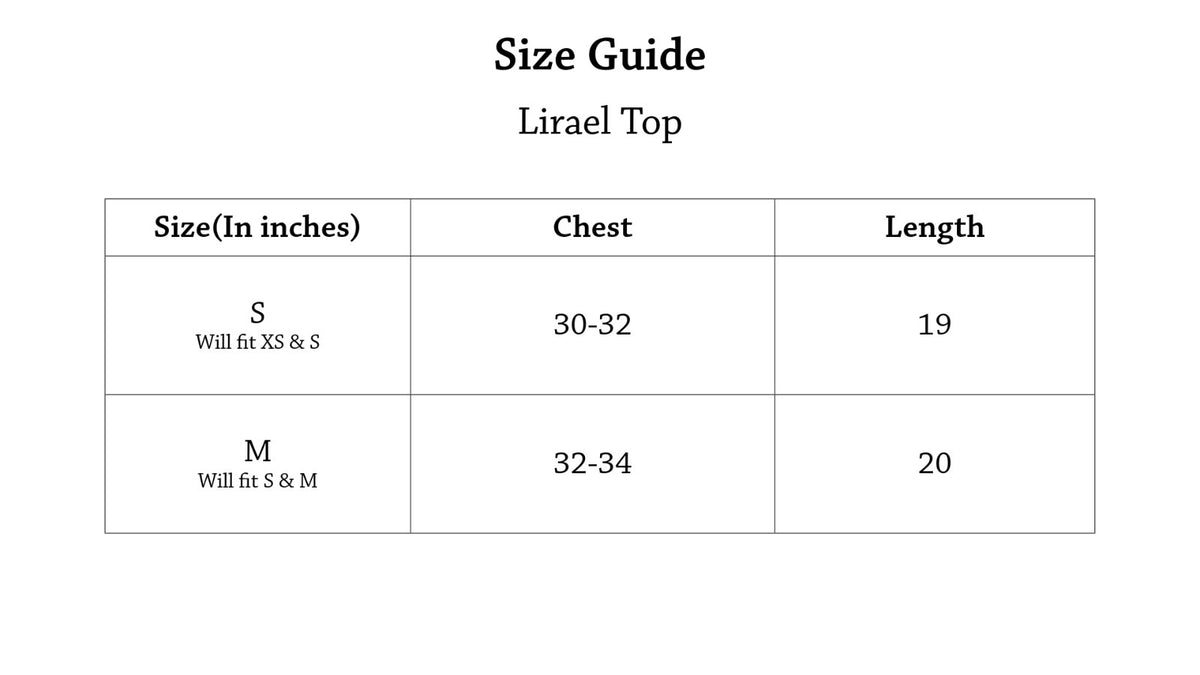 Lirael Top Size Chart
