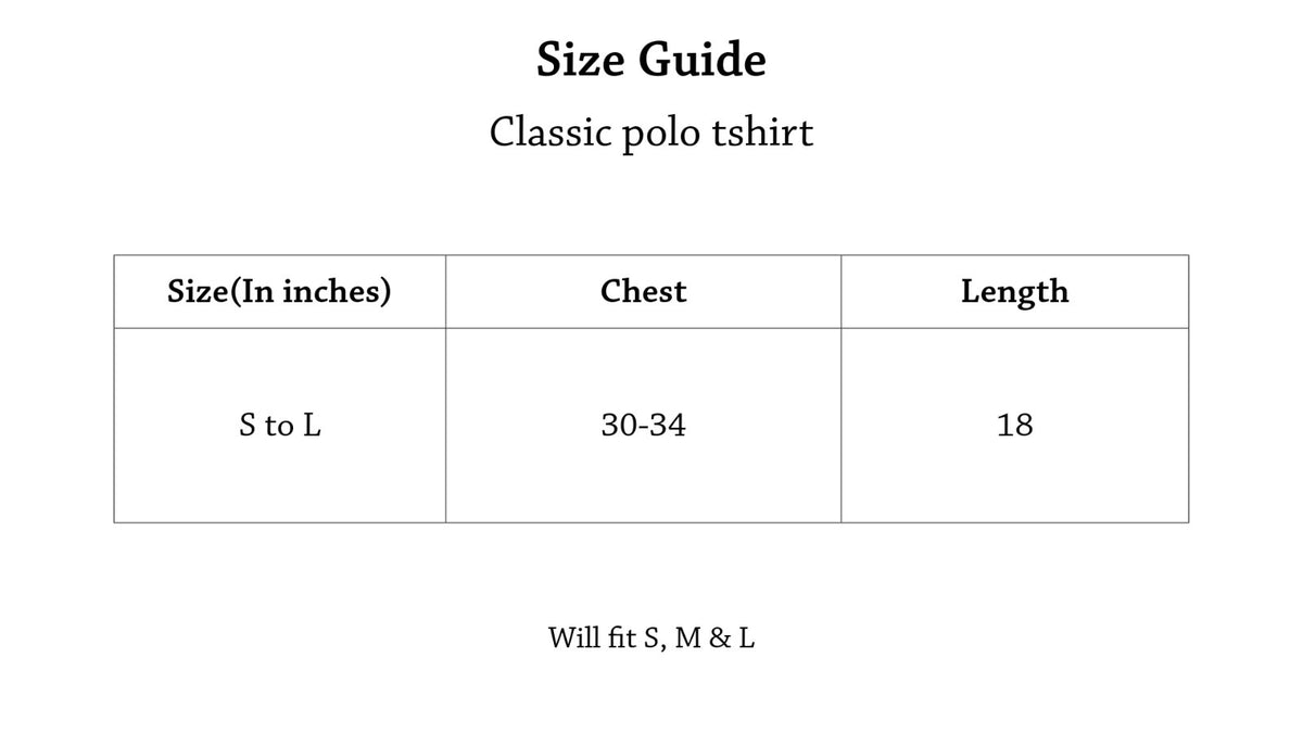 CLASSIC POLO T-SHIRT Size Chart