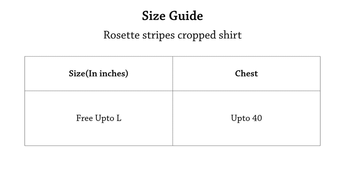 Rosette stripes cropped shirt Size Chart