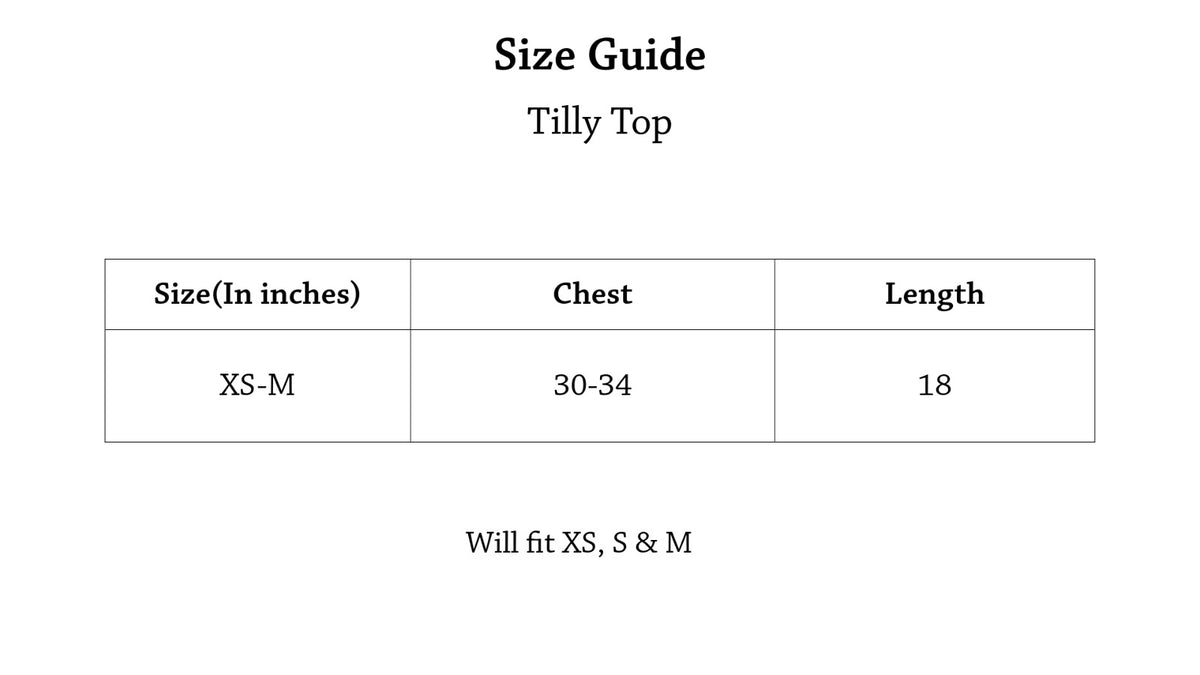 Tilly Top Size Chart