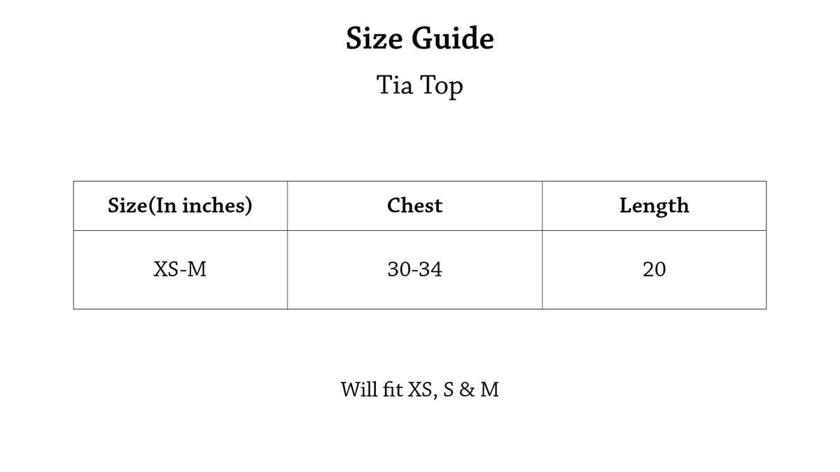 Tia Top Size Chart
