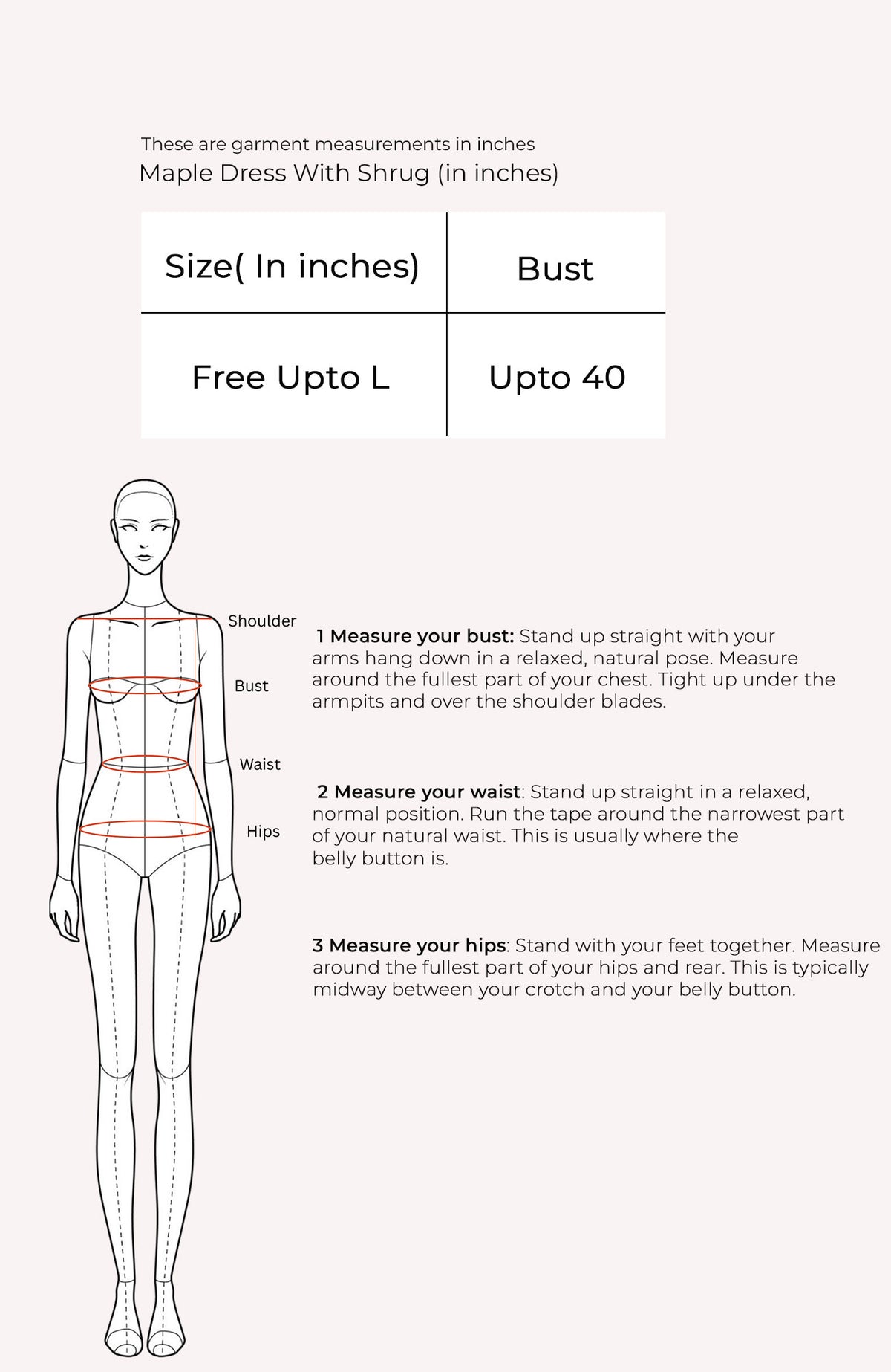 Maple Dress With Shrug Size Chart