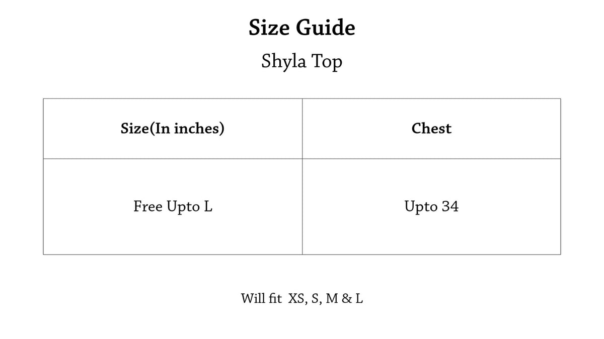 Shyla Top Size Chart