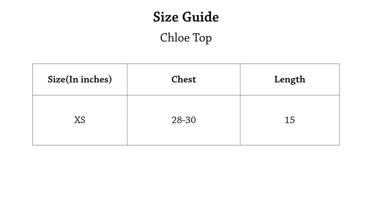 Chloe Top Size Chart