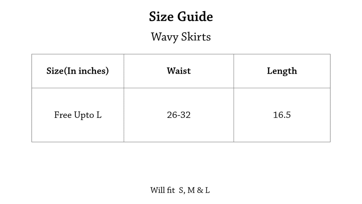 Wavy Skirts Size Chart