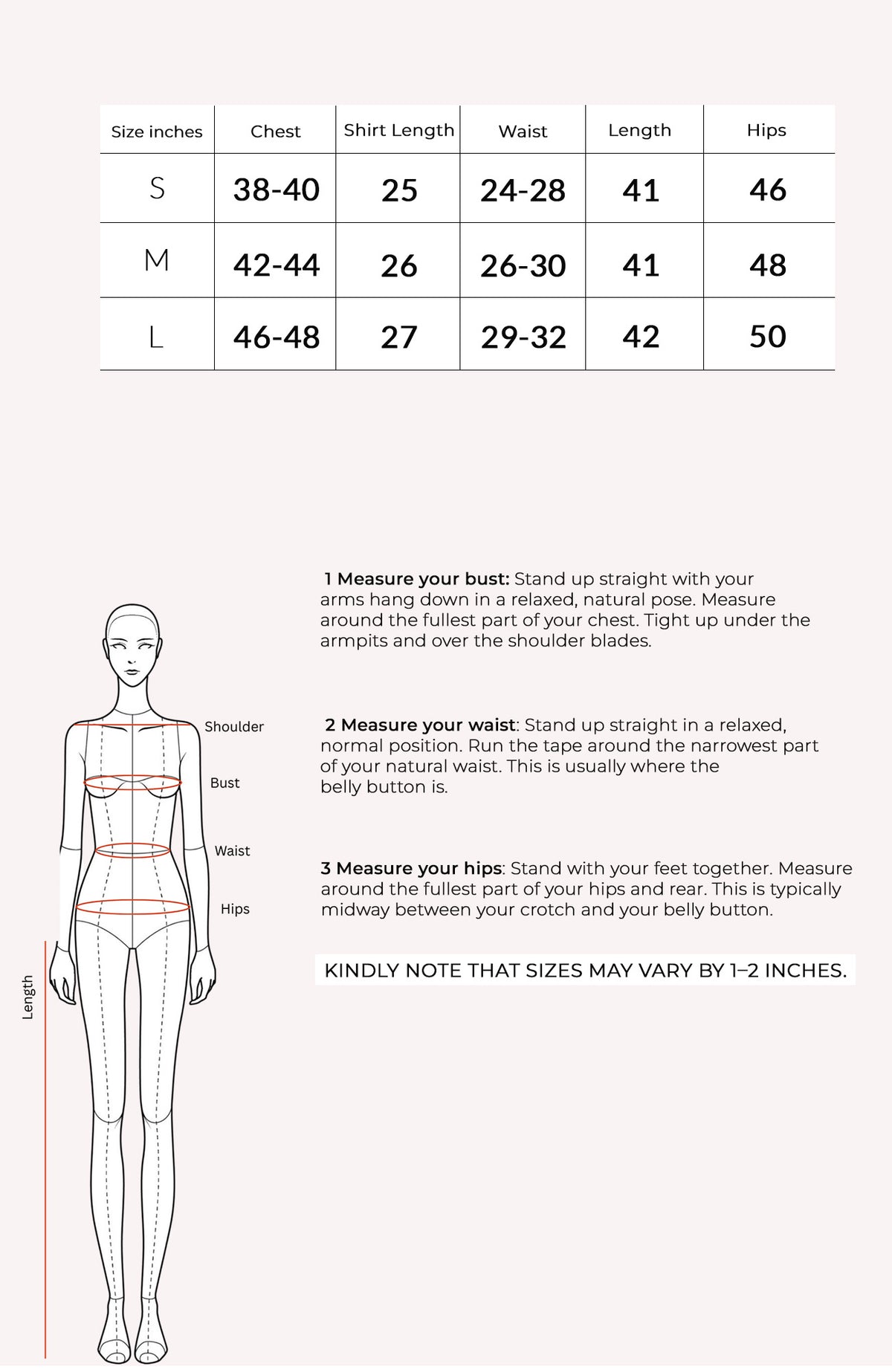 Liliana Nightsuit Size Chart